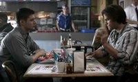 With boys at a diner