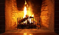 fireplace on a cold rainy day