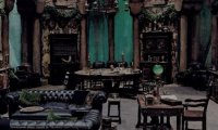 Late-night studies in the Slytherin Common Room